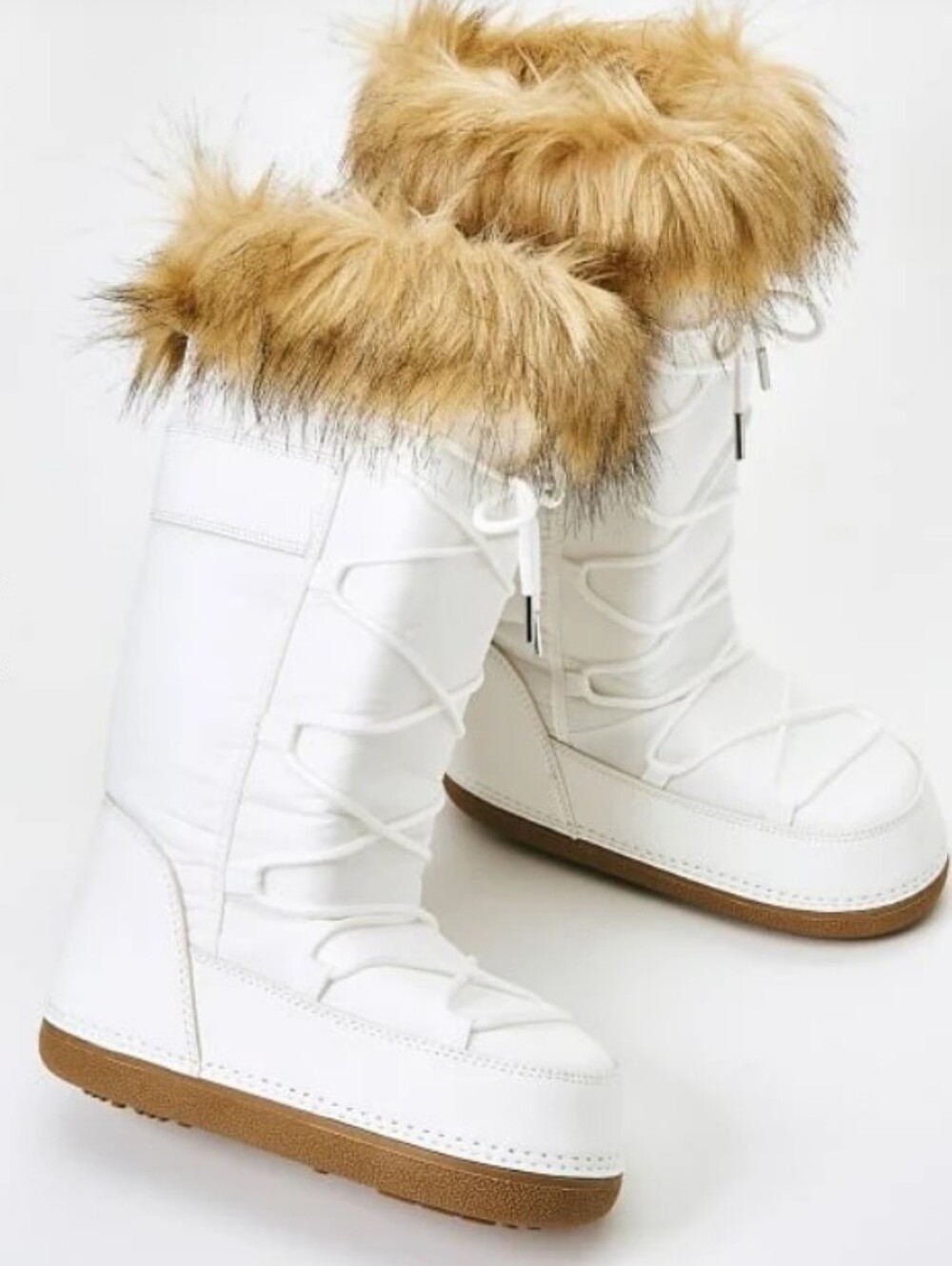 Justfab Women's White Faux-Fur Trim Winter Boots Size Large 8.5-9 Nwt